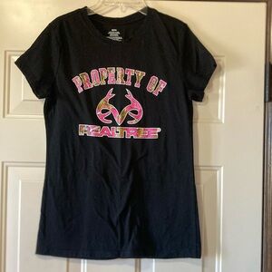 Small RealTree Black and Pink Camo Tee with Antlers